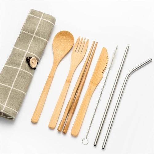 Bamboo Traveling Cutlery Set - Big J's Showstoppin' Store